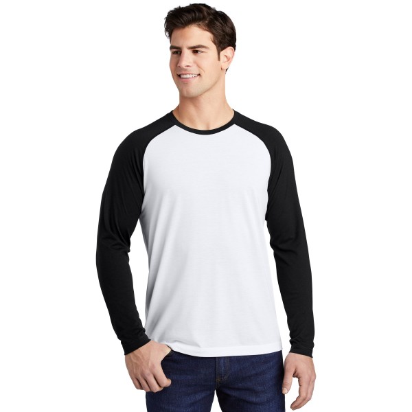 ST400LS Sport-Tek Black Triad Solid/ White Triad Solid