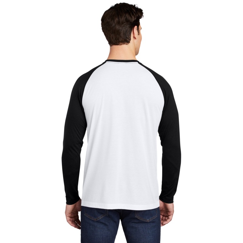 Sport-Tek ST400LS Black Triad Solid/ White Triad Solid