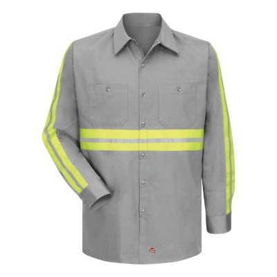 Red Kap SC30ET Men's Tall Enhanced Visibility Long Sleeve Cotton Work Shirt