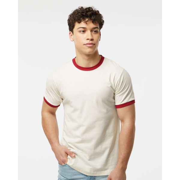 246 Tultex Vintage White/ Rio Red