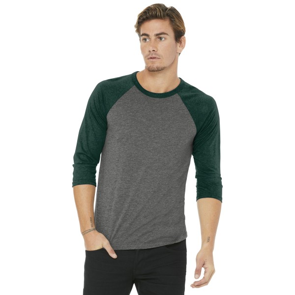 BC3200 Bella + Canvas Grey/ Emerald Triblend