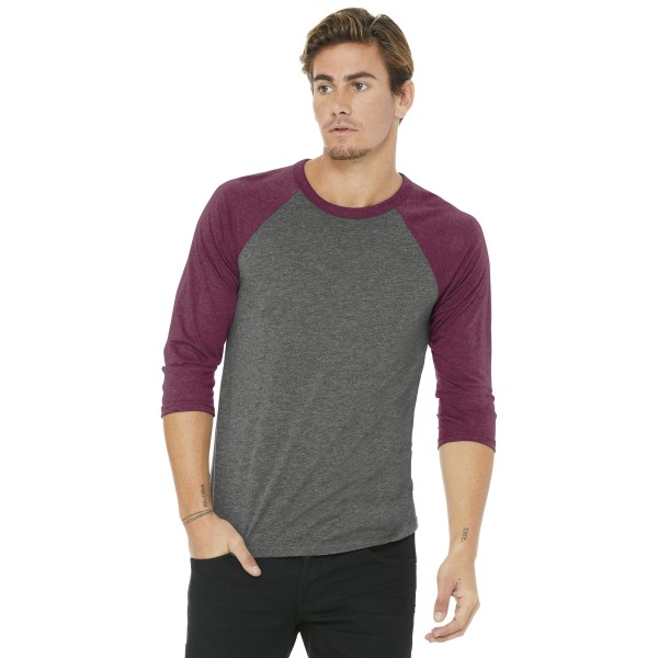 BC3200 Bella + Canvas Grey/ Maroon Triblend