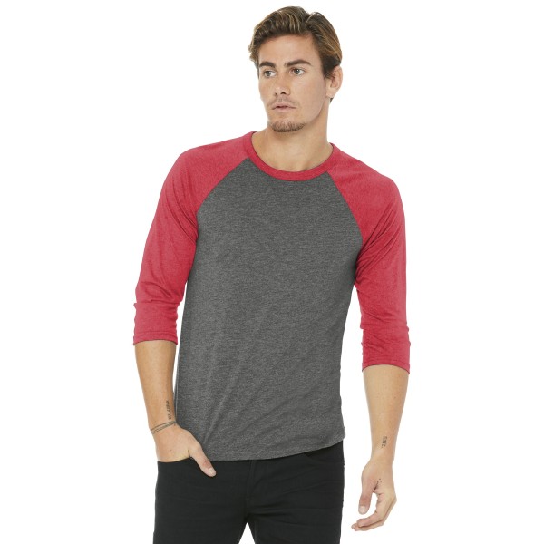 BC3200 Bella + Canvas Grey/ Red Triblend